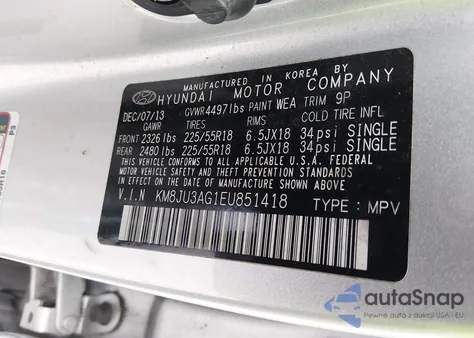 2014 Hyundai Tucson Limited z USA, uszkodzony, nr VIN KM8JU3AG1EU851418